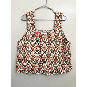 Crosby By Mollie Burch Floral Boxy Blouse Top Tank Linen Blend Size XXL 2X